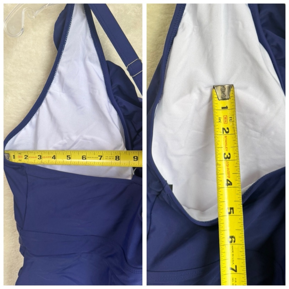 Bloomchic NEW Ruffle Trim Gathered Ruched 1 Piece Swimsuit Sculpt Waist Blue 4X - Picture 16 of 16
